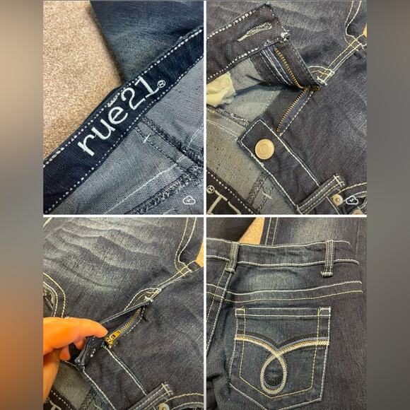 Y2K 90s 00s fitted medium vintage boho Rue 21 bootcut low rise Jeans sz 3/4 - Picture 6 of 13